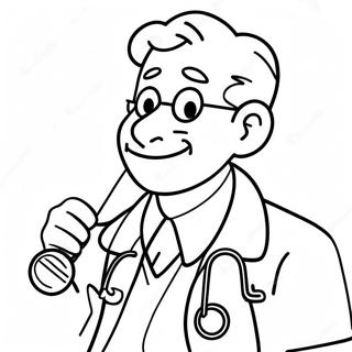 Friendly Doctor With Stethoscope Coloring Page 14970-12387