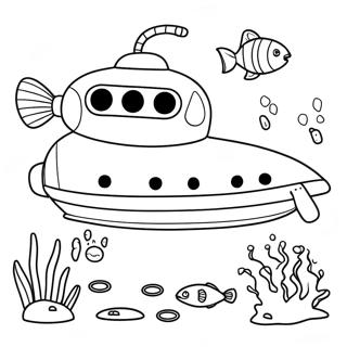 Colorful Cartoon Submarine Coloring Page 14980-12393