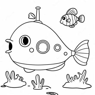 Colorful Cartoon Submarine Coloring Page 14980-12394