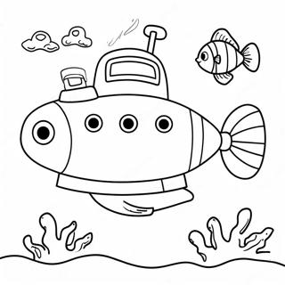 Colorful Cartoon Submarine Coloring Page 14980-12395