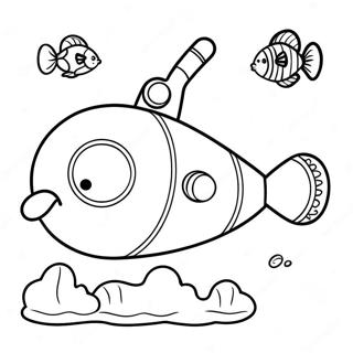 Colorful Cartoon Submarine Coloring Page 14980-12396