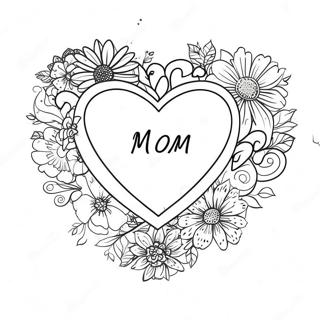 Colorful Heart Mom Coloring Page 15010-12417