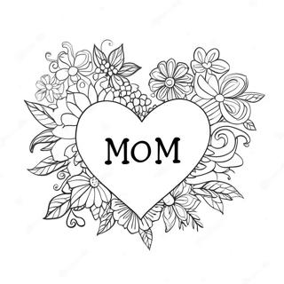 Colorful Heart Mom Coloring Page 15010-12419