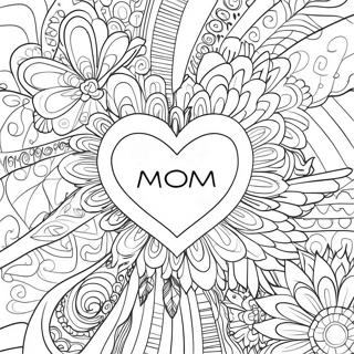 Colorful Heart Mom Coloring Page 15010-12420