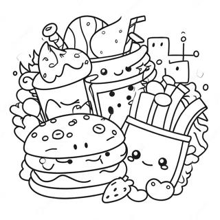 Junk Food Kawaii Food Coloring Pages