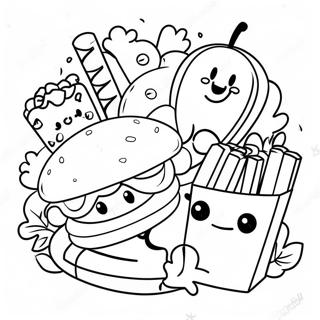 Kawaii Junk Food Coloring Page 1501-1200