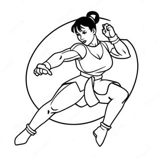 Chun Li Kicking Action Coloring Page 15020-12425