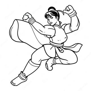 Chun Li Kicking Action Coloring Page 15020-12426