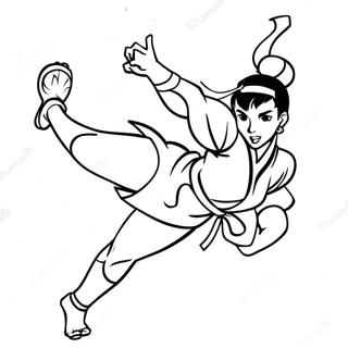 Chun Li Kicking Action Coloring Page 15020-12427