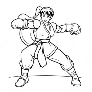 Chun Li Kicking Action Coloring Page 15020-12428