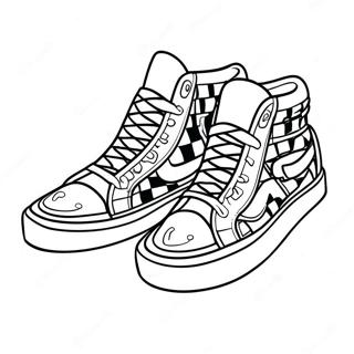 Classic Checkerboard Vans Shoes Coloring Page 15030-12435