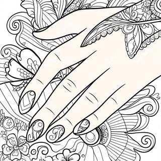 Glittery Nail Art Coloring Page 15050-12449