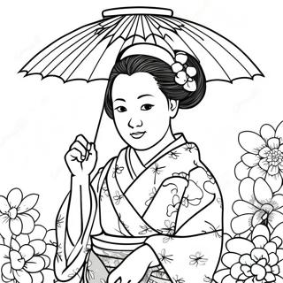 Mitsuri With Colorful Kimono Coloring Page 15090-12484