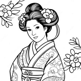 Mitsuri With Colorful Kimono Coloring Page 15090-12649