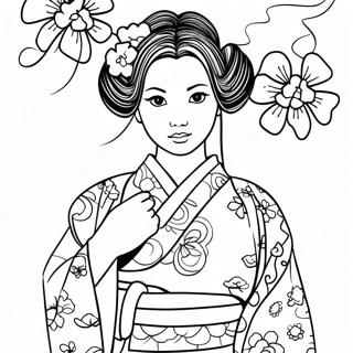 Mitsuri With Colorful Kimono Coloring Page 15090-12650