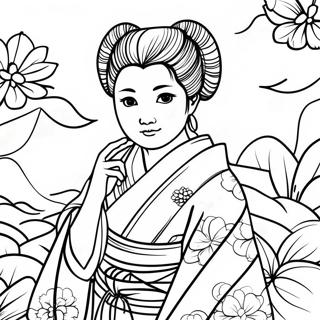 Mitsuri With Colorful Kimono Coloring Page 15090-12651