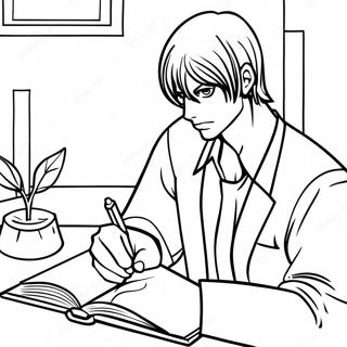 Light Yagami Writing In His Notebook Coloring Page 15100-12489