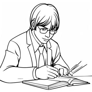 Light Yagami Writing In His Notebook Coloring Page 15100-12490