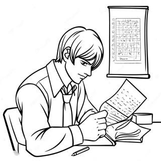 Light Yagami Writing In His Notebook Coloring Page 15100-12492