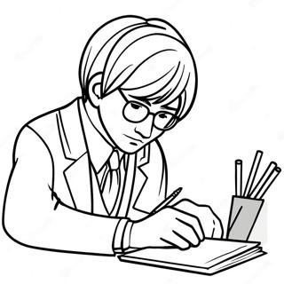 Light Yagami Writing In His Notebook Coloring Page 15100-12657