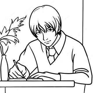 Light Yagami Writing In His Notebook Coloring Page 15100-12658