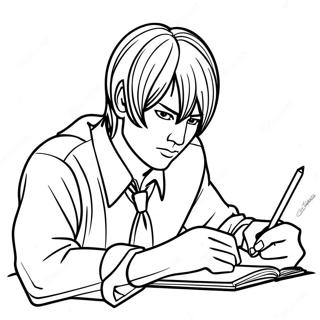 Light Yagami Writing In His Notebook Coloring Page 15100-12659