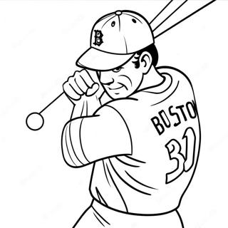 Boston Red Sox Player Swinging Bat Coloring Page 15120-12507