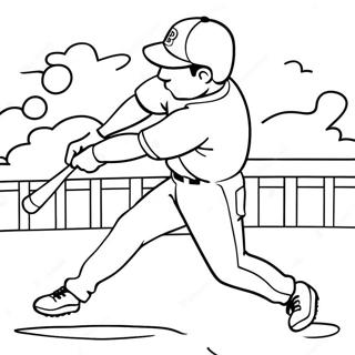 Boston Red Sox Player Swinging Bat Coloring Page 15120-12673