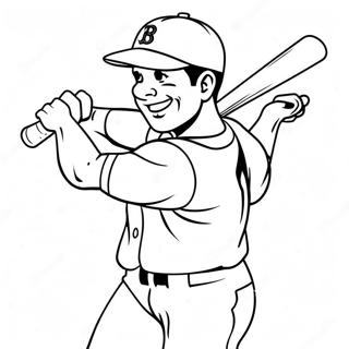 Boston Red Sox Player Swinging Bat Coloring Page 15120-12674