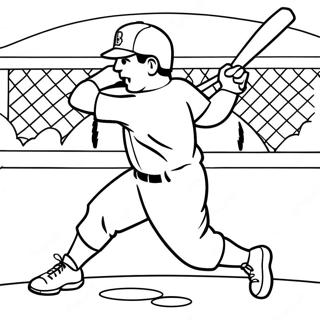 Boston Red Sox Player Swinging Bat Coloring Page 15120-12675