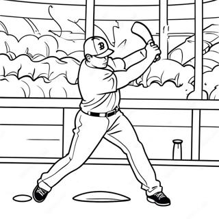 Boston Red Sox Player Swinging Bat Coloring Page 15120 12676