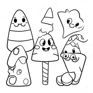 Cute Candy Corn Characters Coloring Page 15180-12554