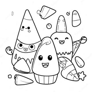 Cute Candy Corn Characters Coloring Page 15180-12555