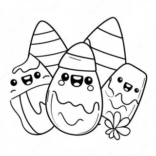 Cute Candy Corn Characters Coloring Page 15180-12556