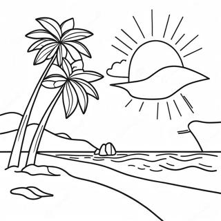 California Beach Sunset Coloring Page 15189-12558