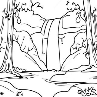 Majestic Waterfall In A Forest Coloring Page 15200-12570