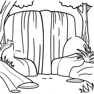 Majestic Waterfall In A Forest Coloring Page 15200-12571