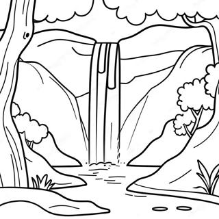 Majestic Waterfall In A Forest Coloring Page 15200-12572