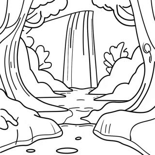 Majestic Waterfall In A Forest Coloring Page 15200-12738