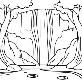 Majestic Waterfall In A Forest Coloring Page 15200-12739