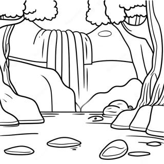 Majestic Waterfall In A Forest Coloring Page 15200-12740