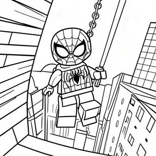 Lego Spiderman Swinging Through City Coloring Page 15260-12618