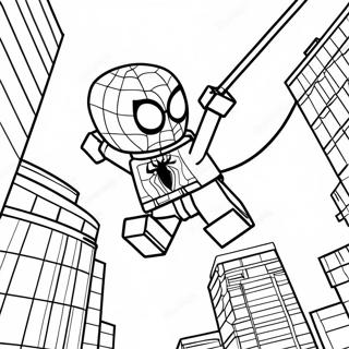 Lego Spiderman Swinging Through City Coloring Page 15260-12619