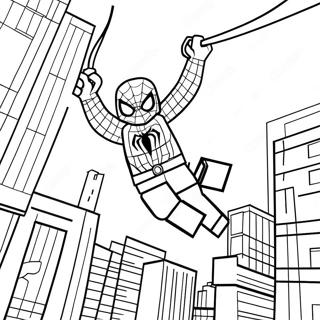 Lego Spiderman Swinging Through City Coloring Page 15260-12620