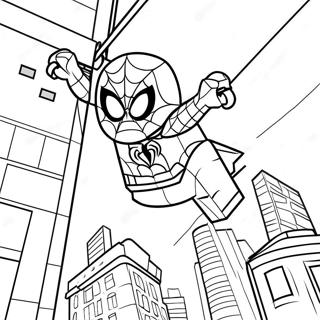 Lego Spiderman Swinging Through City Coloring Page 15260-12785