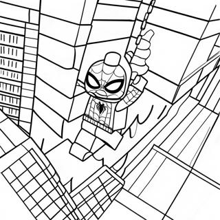 Lego Spiderman Swinging Through City Coloring Page 15260-12787