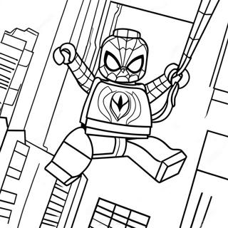 Lego Spiderman Swinging Through City Coloring Page 15260-12788