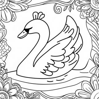 Elegant Swan Swimming Coloring Page 15280-12633