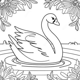 Elegant Swan Swimming Coloring Page 15280-12634