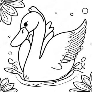 Elegant Swan Swimming Coloring Page 15280-12635